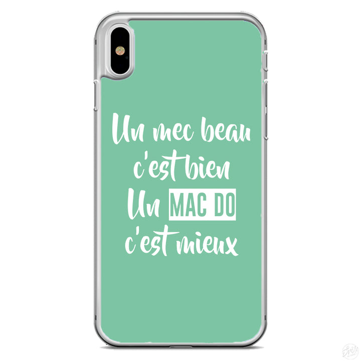 Coque Un mec beau c'est bien un mac do c'est mieux