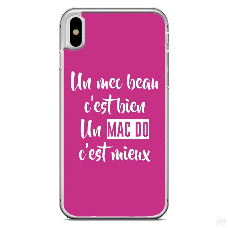Coque Un mec beau c'est bien un mac do c'est mieux