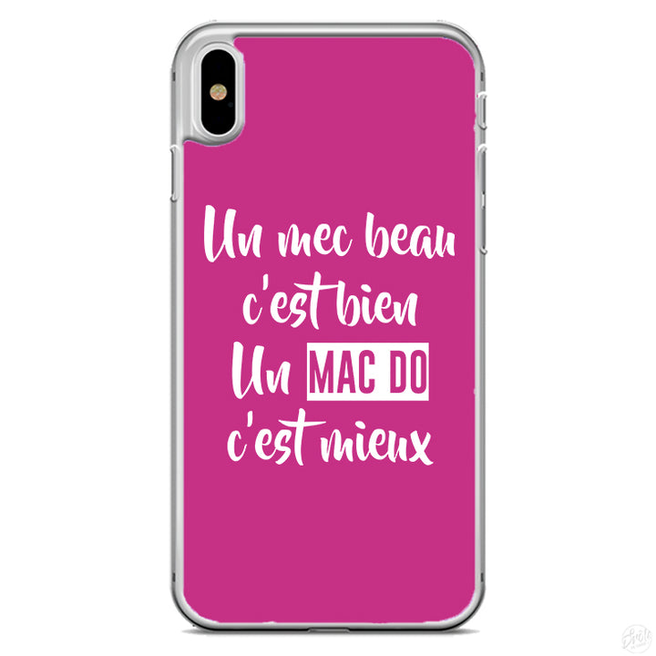 Coque Un mec beau c'est bien un mac do c'est mieux
