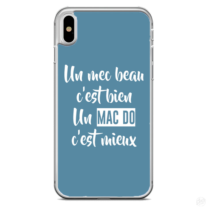 Coque Un mec beau c'est bien un mac do c'est mieux