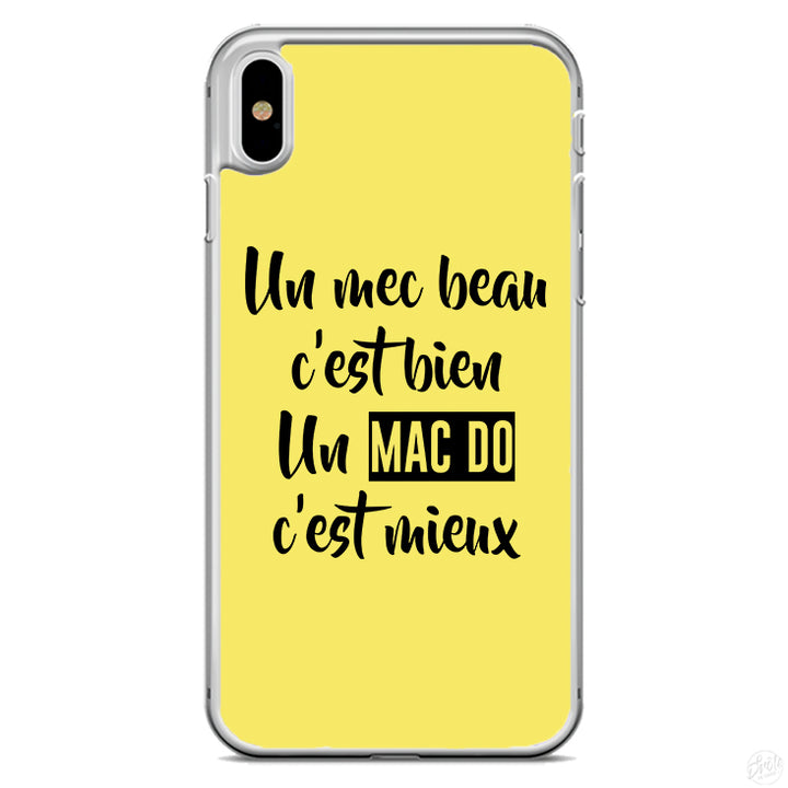 Coque Un mec beau c'est bien un mac do c'est mieux