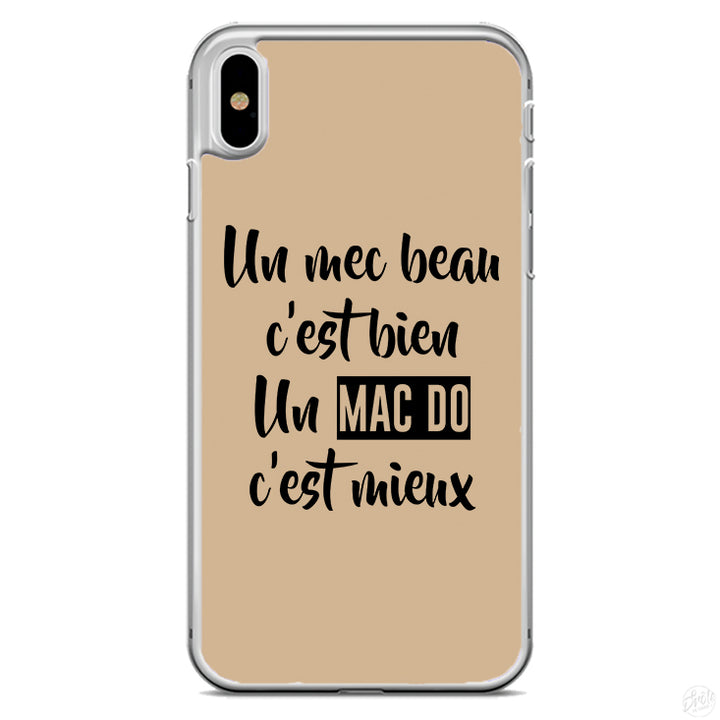 Coque Un mec beau c'est bien un mac do c'est mieux