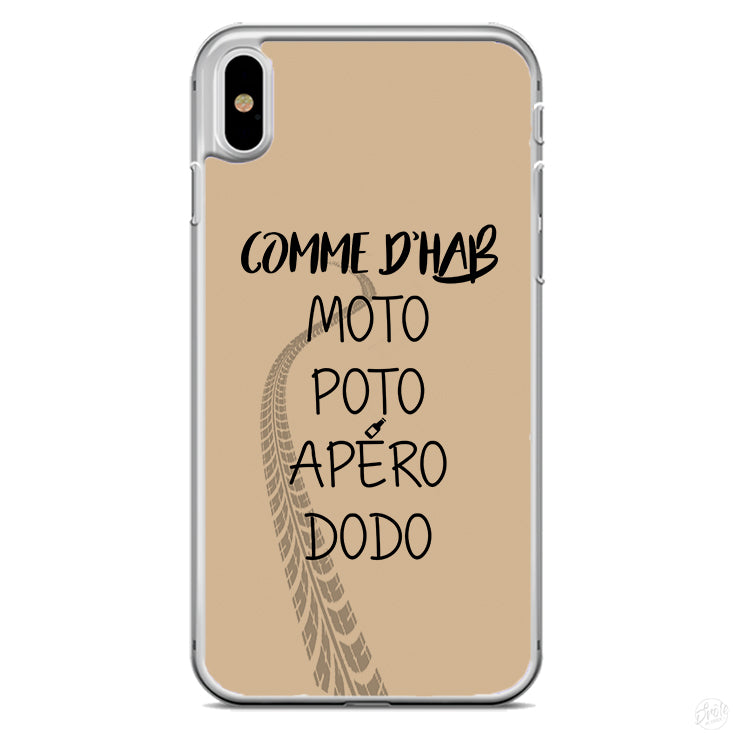 Coque Comme d'hab moto poto apéro dodo